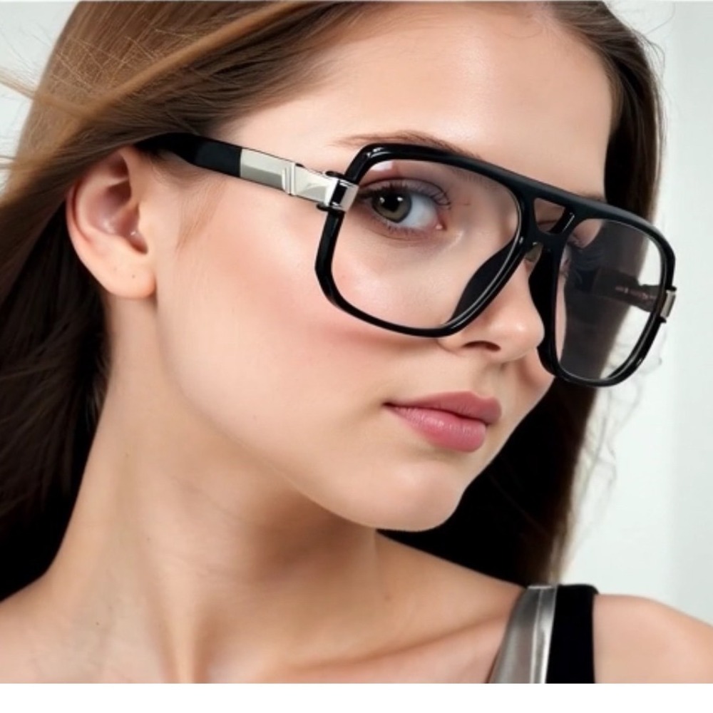 Womens Fashion Eyewear Glasses Black Flat Top Clear Lens UV400 Retro Frames 2026